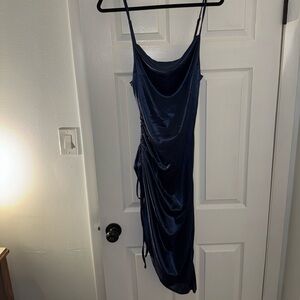 Elegant Navy Blue Ruched Dress